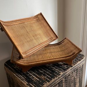 Set of two Asian inspired serving trays